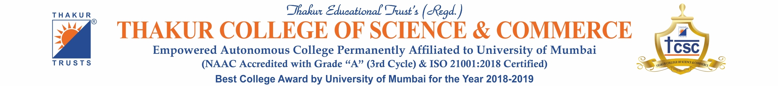 Thakur College of Science & Commerce official logo